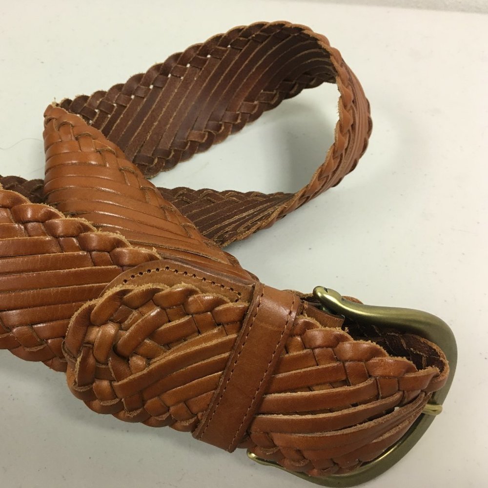 Linea Pelle brown woven wide belt leather XL hand made
